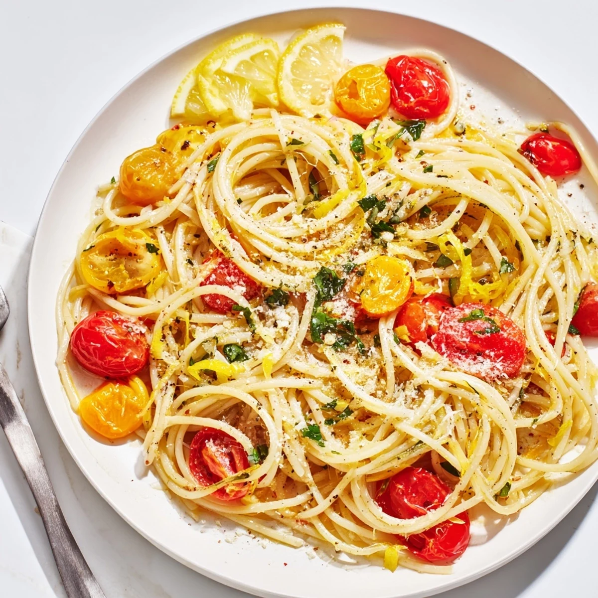 Delicious One-Pot Lemon Herb Pasta steaming in a vibrant skillet, garnished with fresh herbs.  