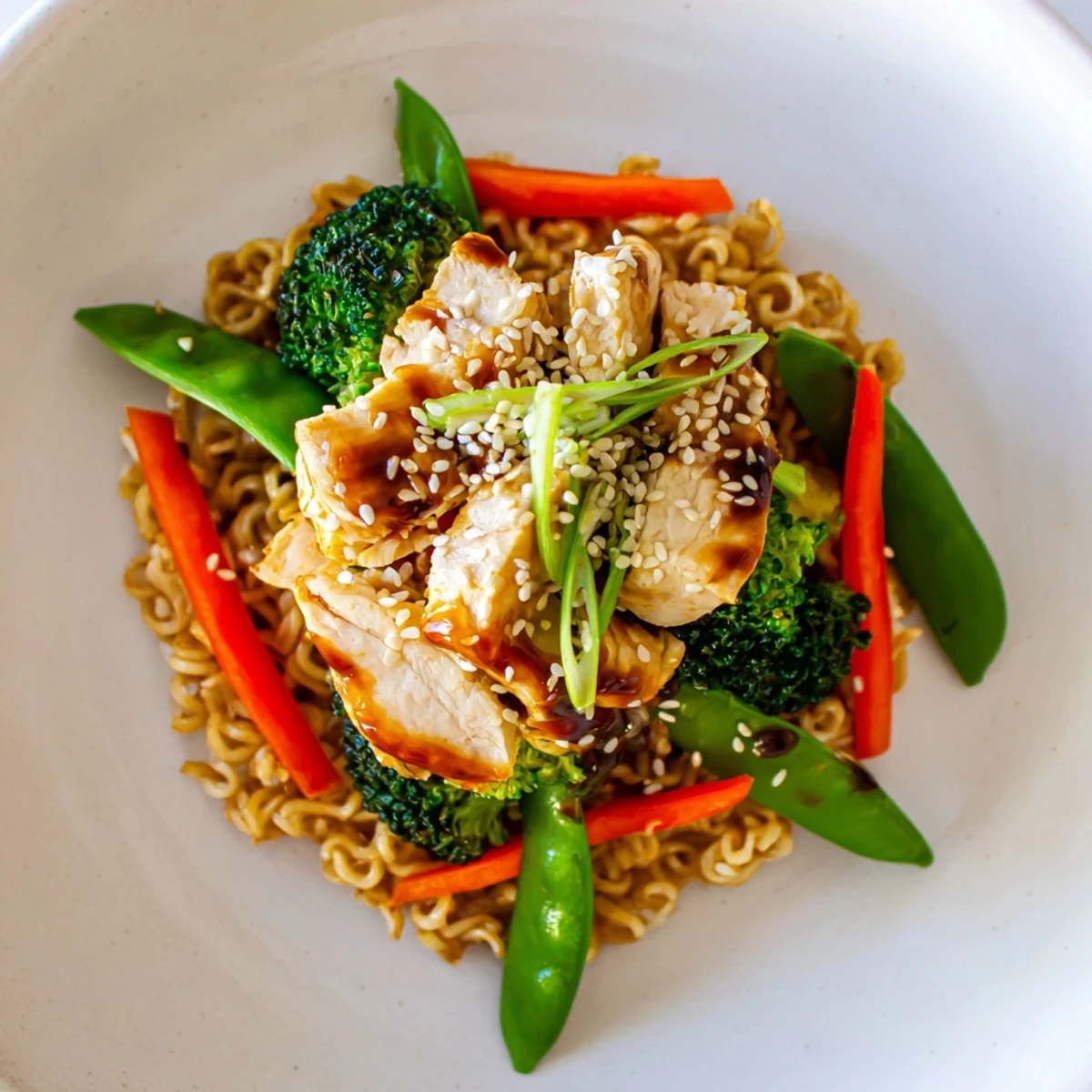 Sheet-Pan Crispy Ramen with Veggies & Chicken: a delicious, one-pan meal with golden, crunchy ramen noodles.