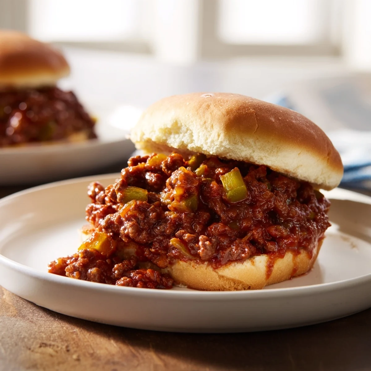 A close-up shot of rich, savory Sloppy Joes with a glistening tomato sauce, ready to eat.
