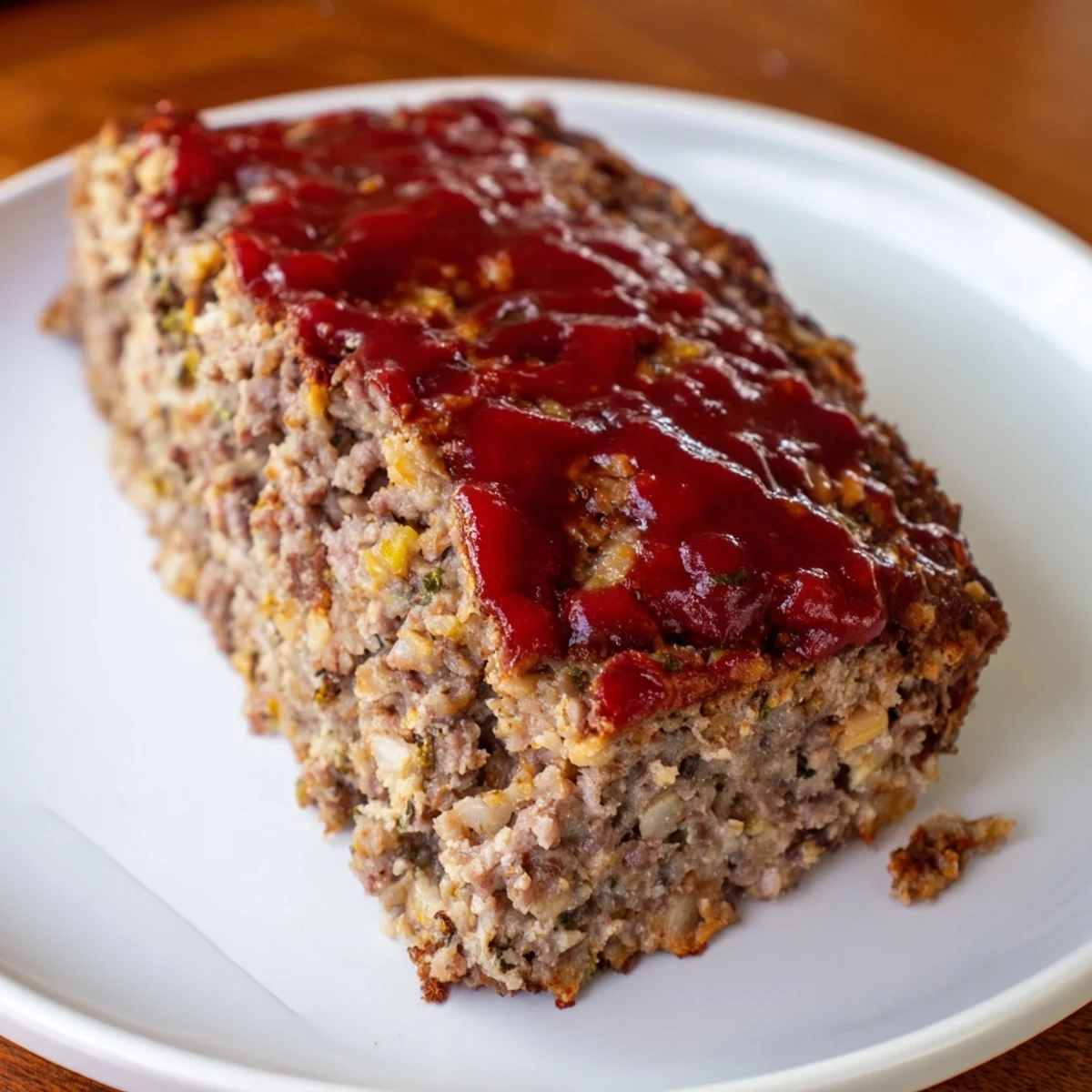 Delicious steaming Stove Top Stuffing Meatloaf Hack, smothered in ketchup, ready to serve with sides.