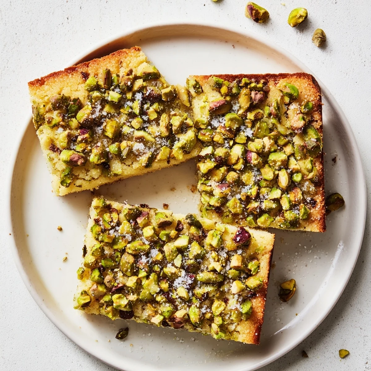 Golden-baked Salted Pistachio Slice & Bake Shortbread cookies with crystal flakes, perfect with coffee.