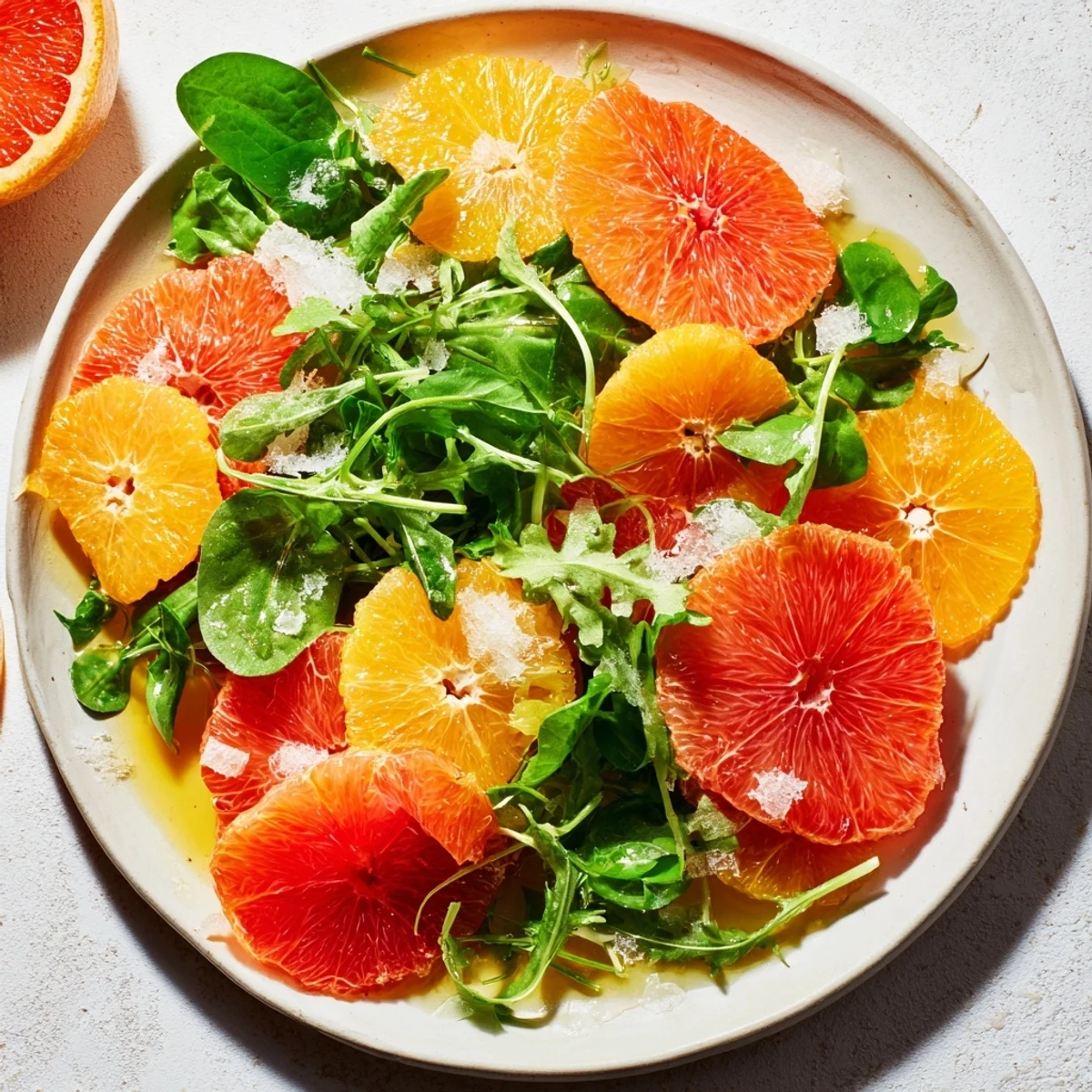 Fresh, vibrant Winter Citrus & Candied Pecan Salad, ready to eat, with glistening honey-citrus dressing.