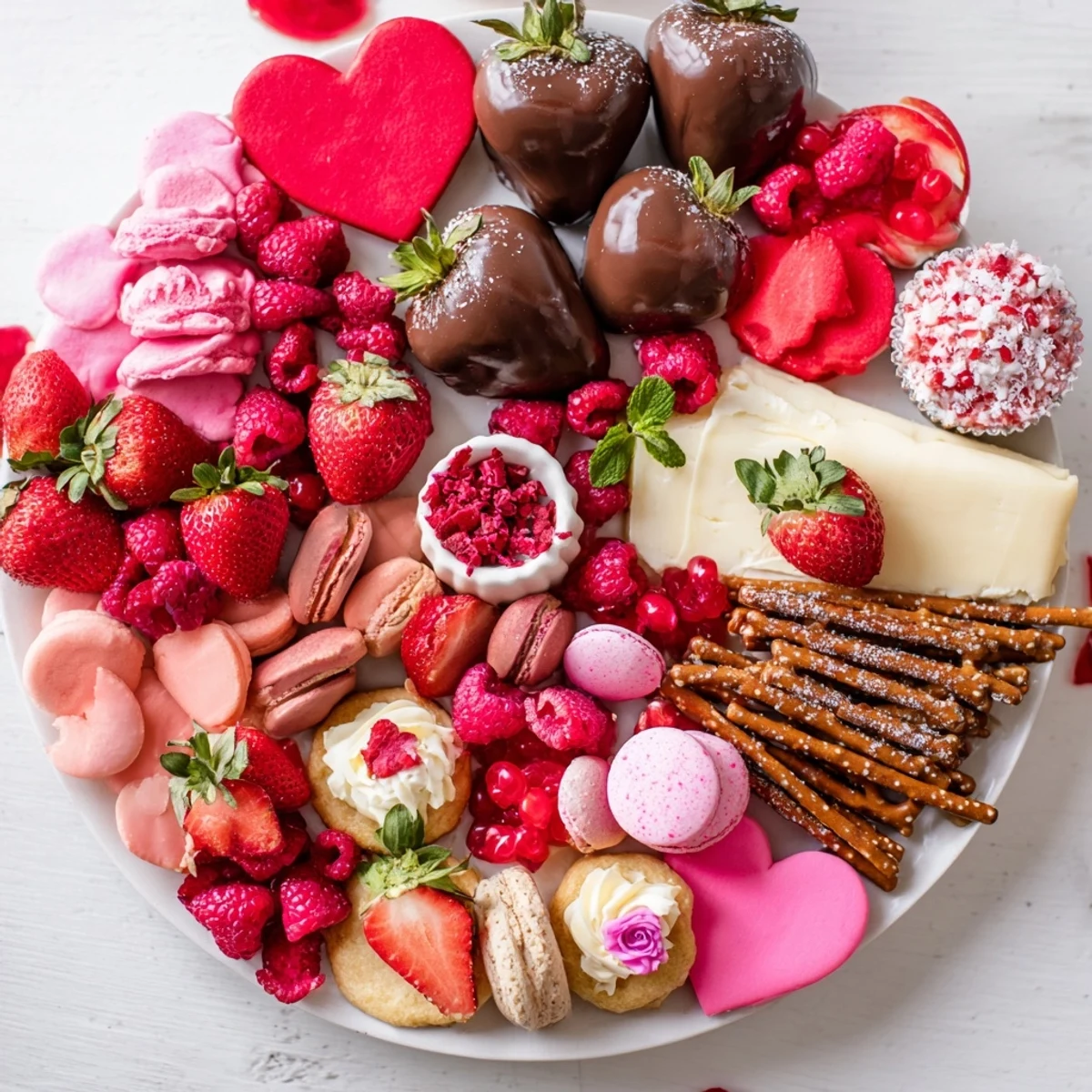 Sweetheart Valentine's Day board overflowing with chocolate-covered strawberries, a sweet and delicious treat.