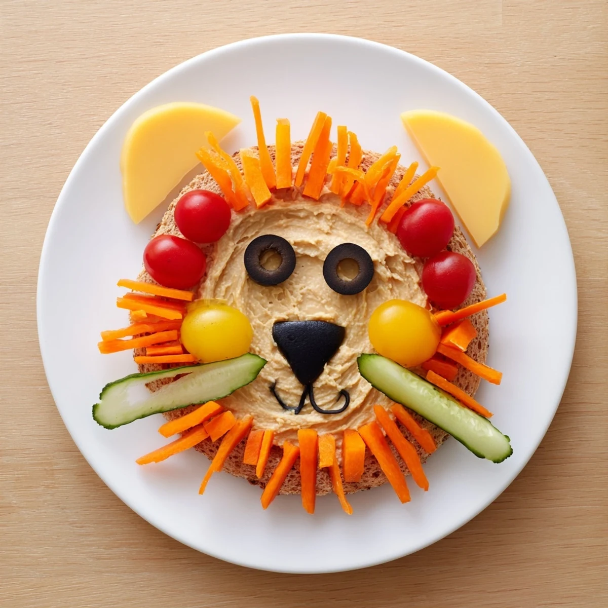 A colorful King of the Jungle Lion Lunch Board with a playful smile, perfect for kids.