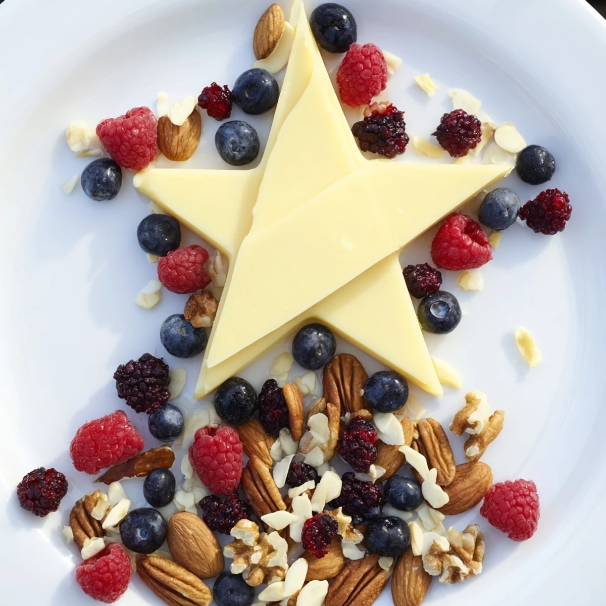 This attractive Shooting Star Cheese Board displays a beautiful star cheese with vibrant berries and nuts.