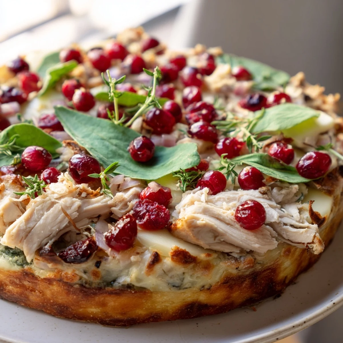 Chicken and Brie Holiday Wrap, a warm wrap showing melty brie and tender chicken ready to eat.