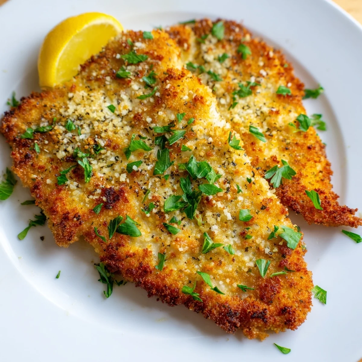 Oven-baked Parmesan Chicken Cutlets, breaded to perfection: the aroma of herbs is heavenly.