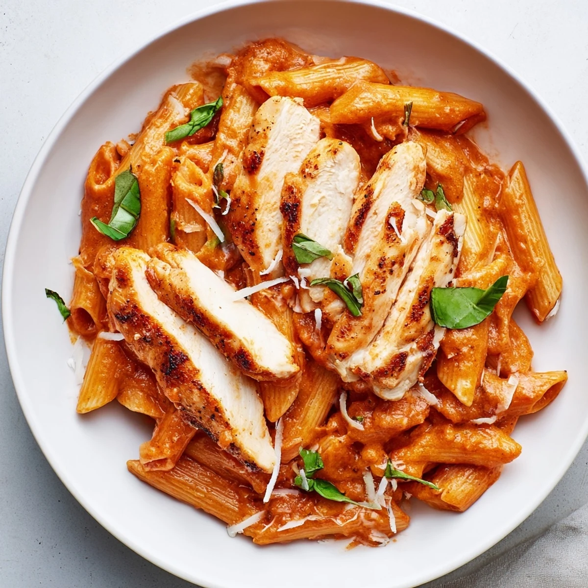 Imagine the aroma: creamy, savory Creamy Tomato Basil Chicken Pasta, with tender chicken and basil.