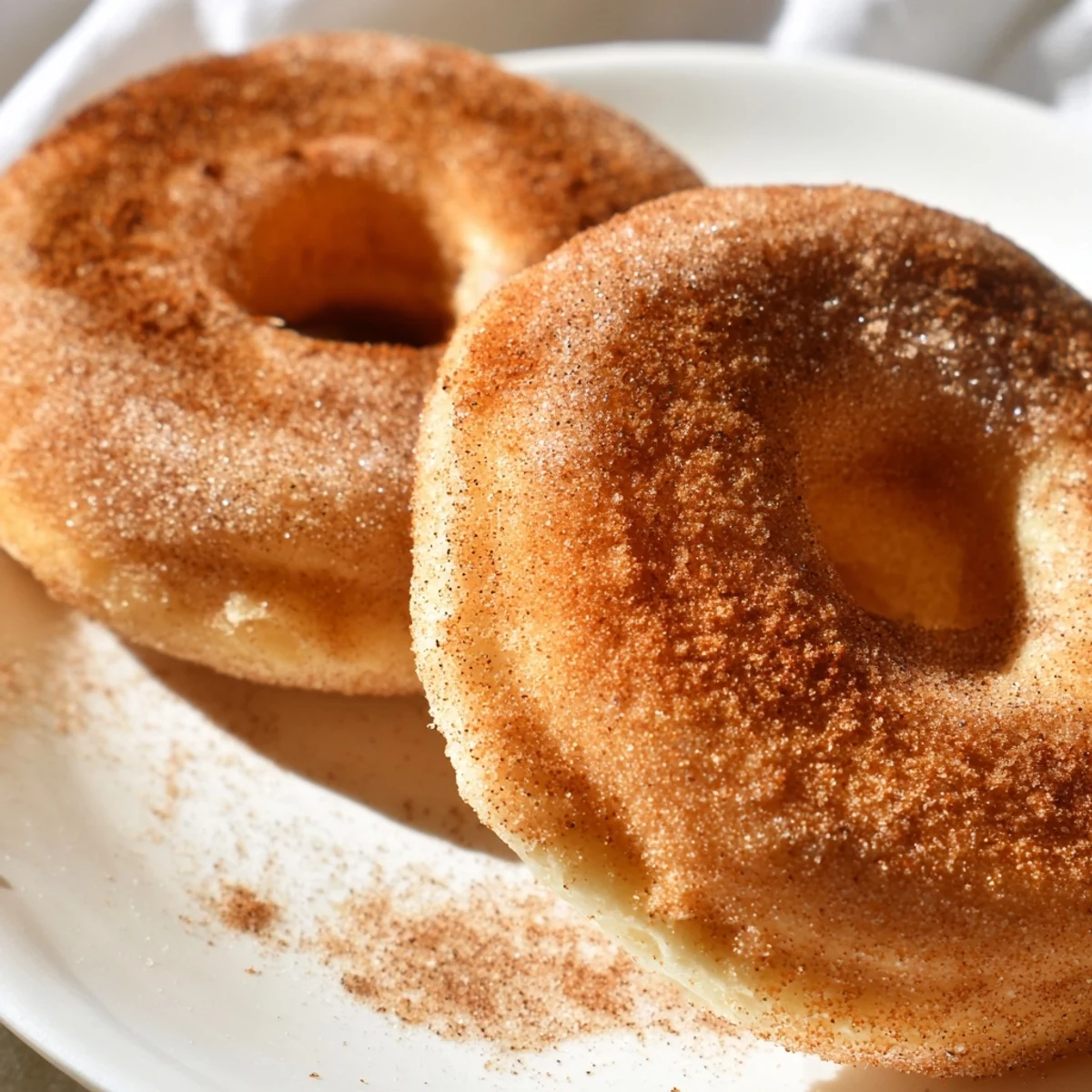 Golden 1-Minute Air Fryer Donuts, coated in cinnamon sugar, ready to be enjoyed as a tasty treat.