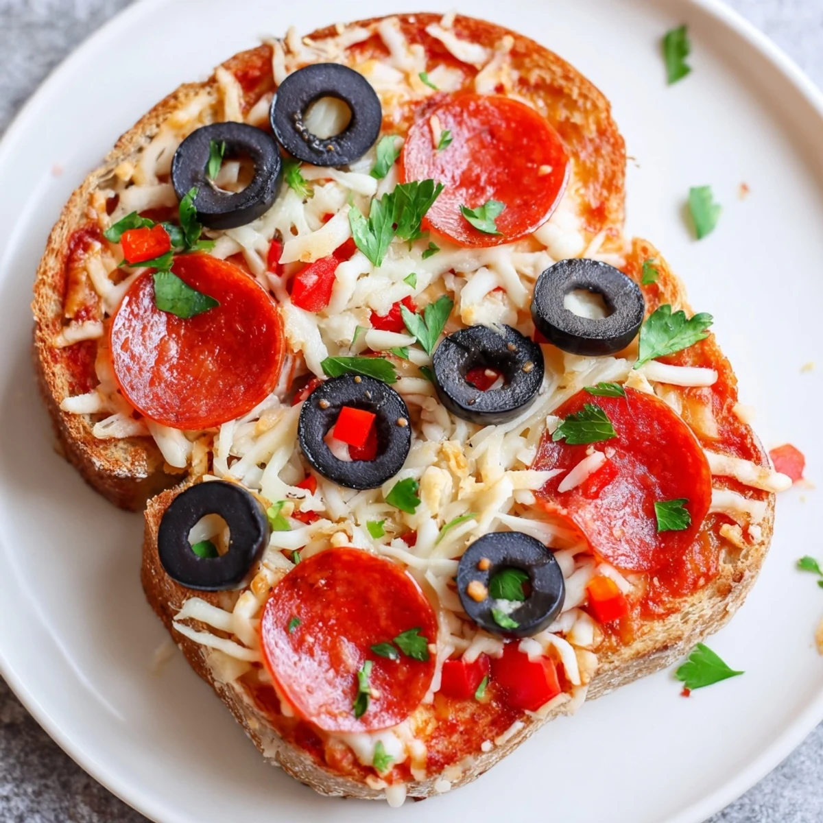 Golden, bubbly Air Fryer Pizza Toast, loaded with melted mozzarella and your favorite toppings, ready to enjoy.