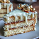 White Chocolate Gold Balloon Cake