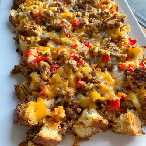 Golden, bubbly Lightning-Fast Breakfast Sausage Casserole, showcasing a hearty, cheesy, savory bake ready to eat.