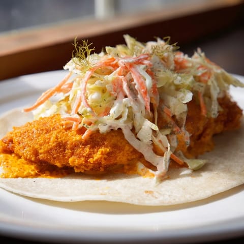 Buffalo Chicken Smash Tacos