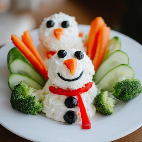 Snowman Veggie Dip Platter