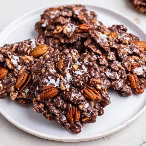 Indulge in these homemade Rustic Dessert: Pinecone Chocolate Nut Clusters, rich chocolate and nut clusters.