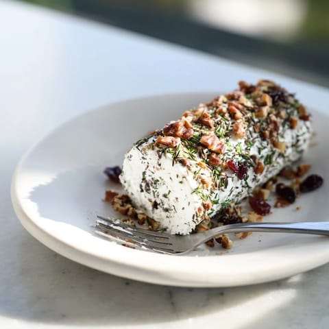 This festive appetizer, the Winter Snowdrift Goat Cheese Log, features a vibrant herb and nut covering.