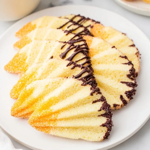 Freshly baked Spritz Cookies, shaped in beautiful overlapping fans, are dusted with colorful sprinkles and ready to eat.