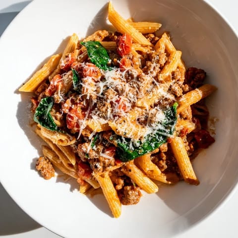 Delicious One-Pot Italian Sausage Tomato Pasta, a comforting bowl of pasta and flavorful tomatoes.