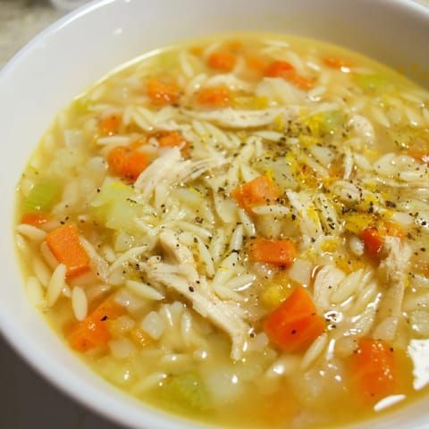 Lemon Pepper Chicken Orzo Soup
