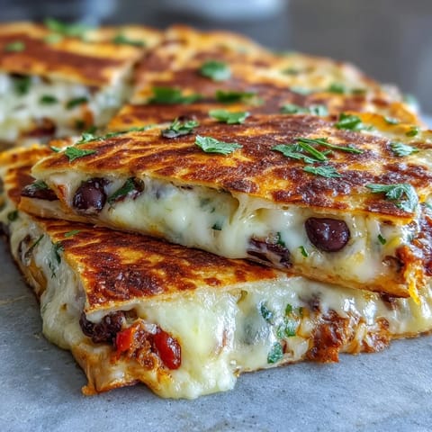 A close-up of the Blooming Quesadilla Ring, showcasing its crispy, buttery tortilla triangles and colorful, cheesy vegetable filling arranged in a stunning floral display.  