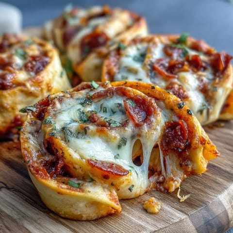 Golden-baked Tortilla Pizza Rolls with melted mozzarella and pepperoni slices arranged on a rustic plate.