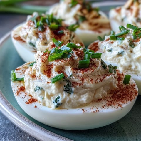 Million Dollar Deviled Eggs filled with creamy yolks, mayo, and Dijon, served chilled and ready to eat.