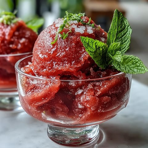 Vibrant strawberry daiquiri sorbet with lime zest, perfect for a refreshing summer dessert.  
