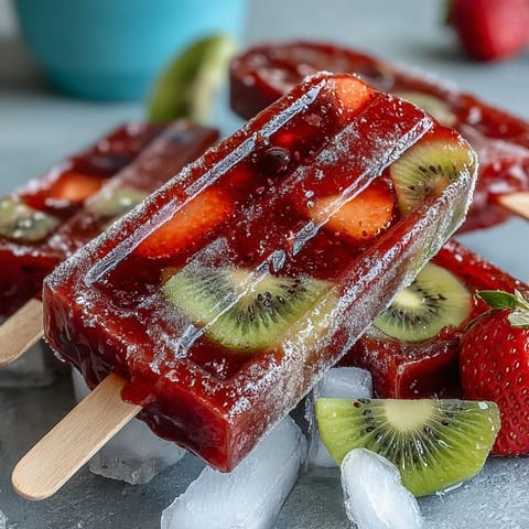 Vibrant Strawberry Daiquiri Popsicles bursting with fresh fruit chunks and a splash of rum, perfect for summer parties.