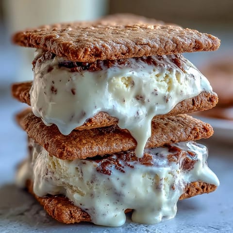 Creamy vanilla bean ice cream and espresso cookies come together in these refreshing homemade ice cream sandwiches with rich coffee flavor.  