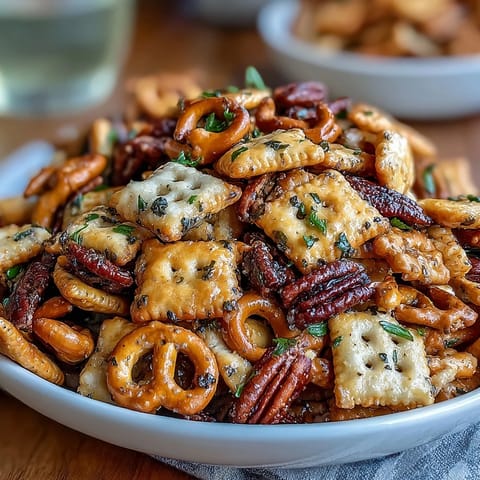 Golden sourdough Cheez-Its baked to crisp perfection, tossed with roasted nuts and mini pretzels.  