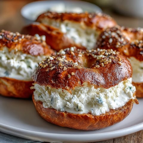 Wholesome homemade cottage cheese protein bagels, topped with everything seasoning, offering a nutritious twist on classic bagels.