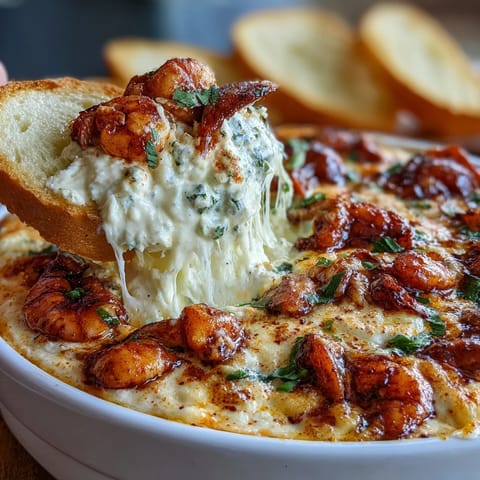 Creamy crawfish boil dip with cream cheese, crawfish tails, and bold Cajun spices, served warm with crackers and green onion garnish.  