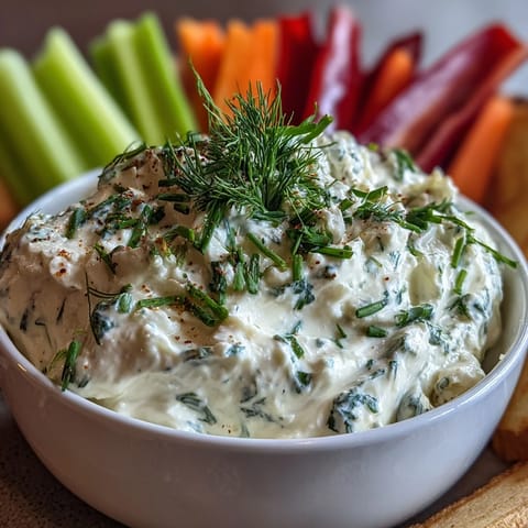 Whipped cottage cheese ranch dip served with fresh veggie sticks for a healthy snack.  