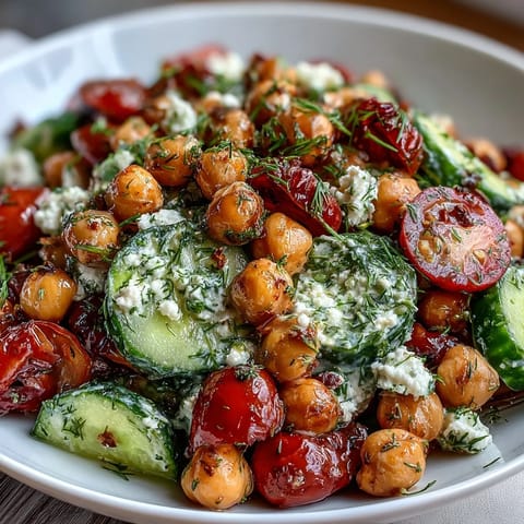 Bright and refreshing Cold Chickpea Salad with Lemon Herbs, tossed with mint, parsley, and tangy lemon vinaigrette.  