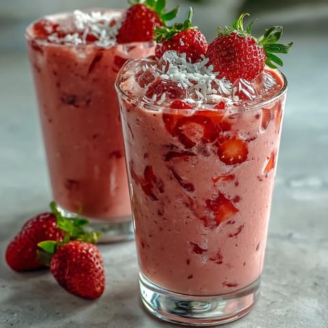 Creamy coconut milk blends with tangy açaí and sweet strawberries in this refreshing, easy-to-make copycat beverage.  