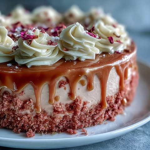 Beautiful pink Bridal Shower Rosé Velvet Cake, ready for a special celebration.