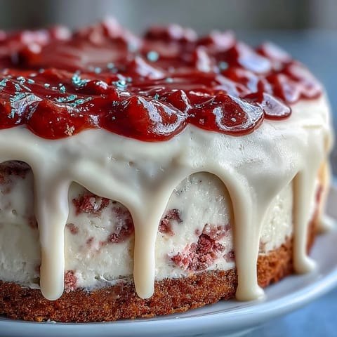 Elegant rosé velvet cake, blush pink with shimmering gold drip, perfect for showers.