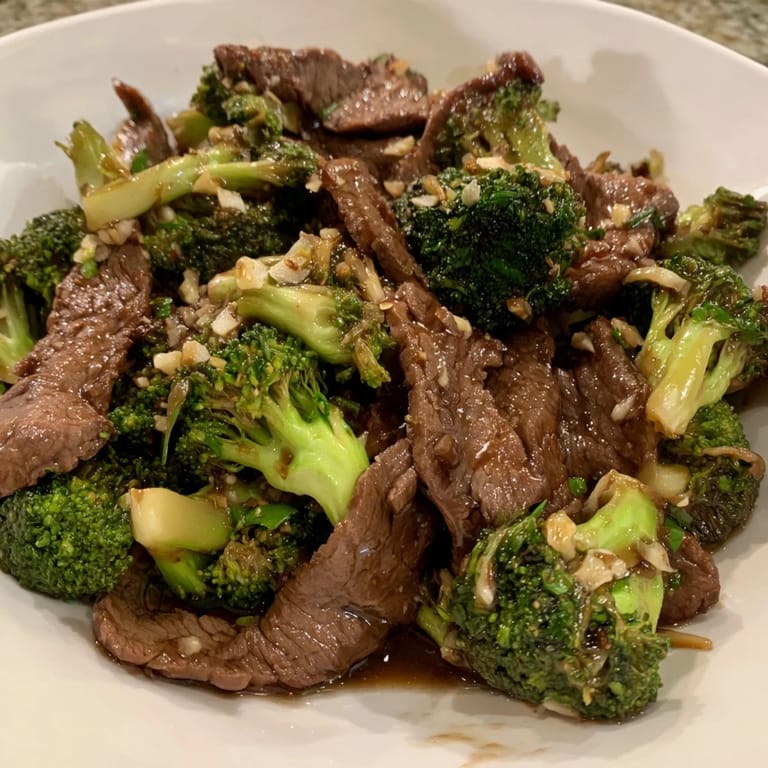 Sizzling Easy Beef and Broccoli Stir-Fry in a savory garlic-ginger sauce, perfect for dinner.