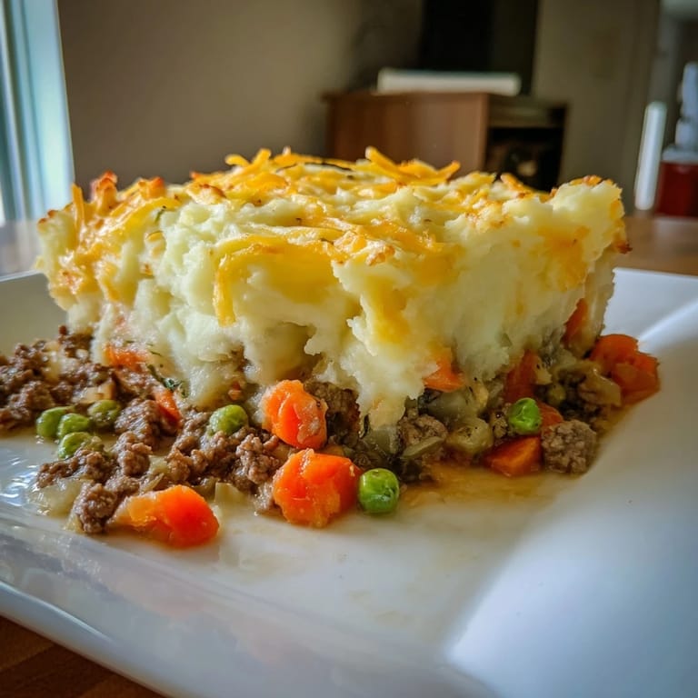 Enjoy a hearty serving of Budget Shepherds Pie, a warm, classic meal ready to eat.