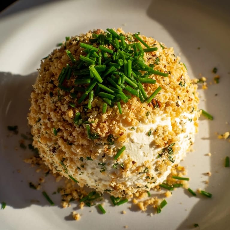 Get ready for a delicious appetizer: a decadent Classic Cheese Ball with Ranch Seasoning, speckled with fresh herbs.