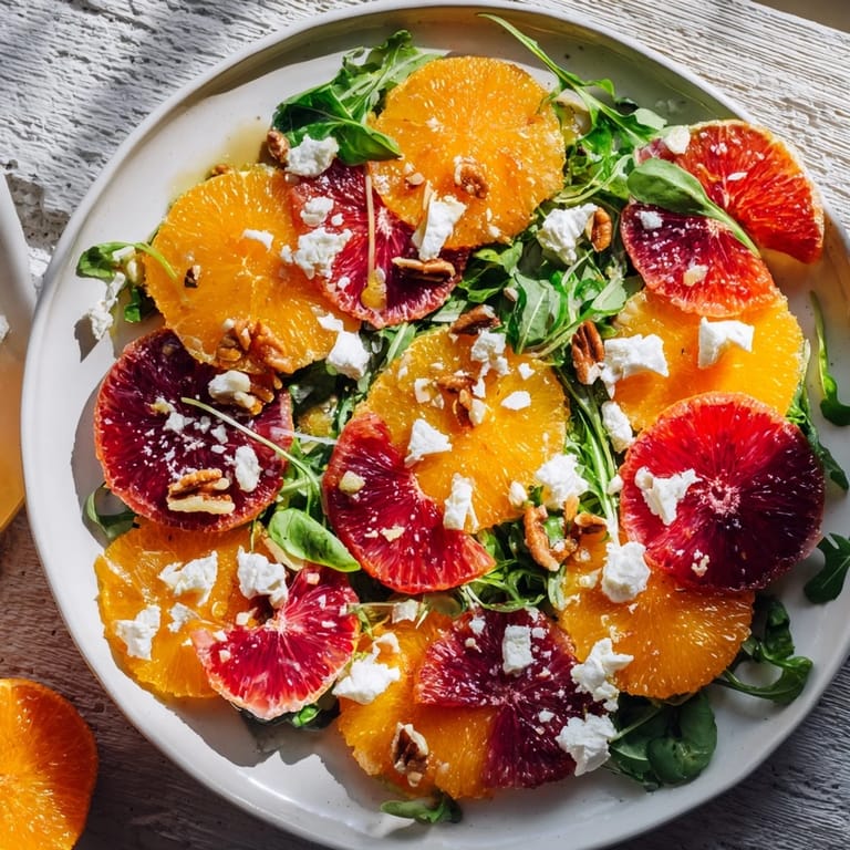 Savory and sweet Winter Citrus & Candied Pecan Salad: crunchy pecans atop the fresh citrus slices.