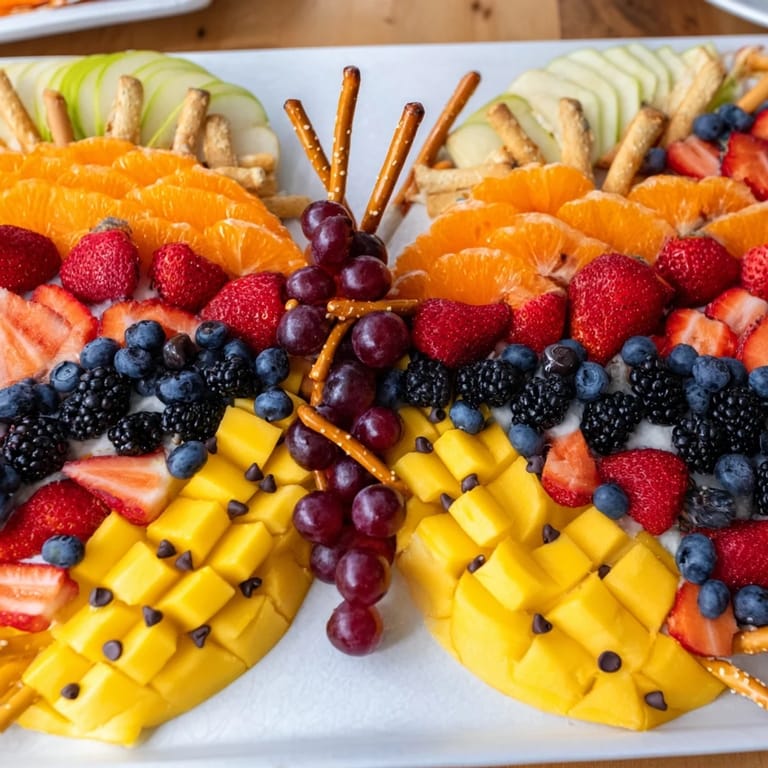 Eye-catching Monarch Magic Fruit Butterfly Tray, beautifully styled with fresh fruit, ready to serve and enjoy.