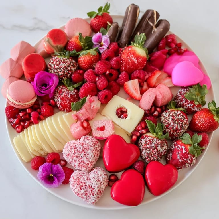 Vibrant Sweetheart Valentine's Day board with colorful fruits, chocolates, and heart-shaped cookies ready to enjoy.