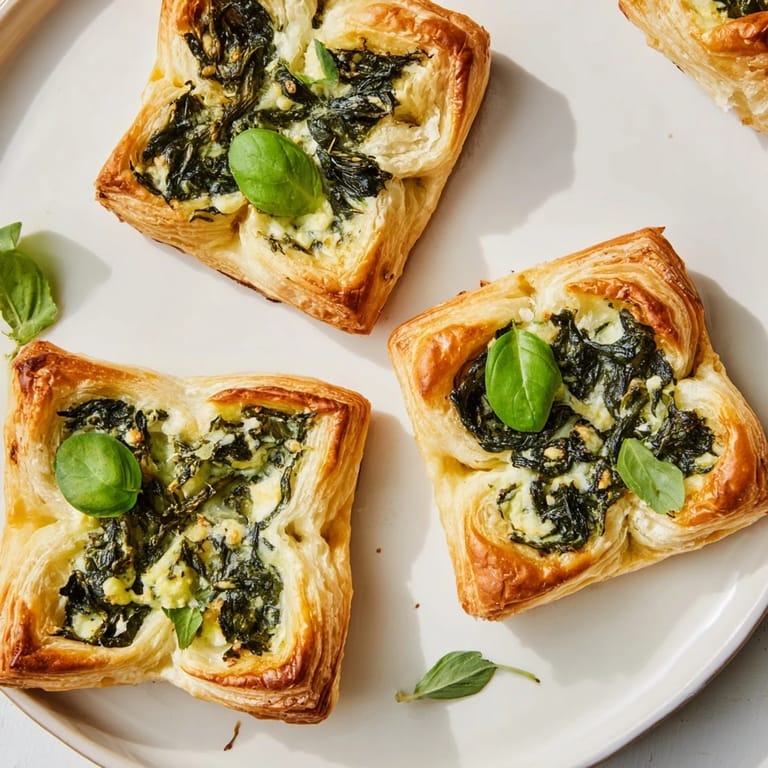 Freshly baked Lucky Clover St. Patrick's Day Bites, showing golden-brown pastry shapes garnished with basil.