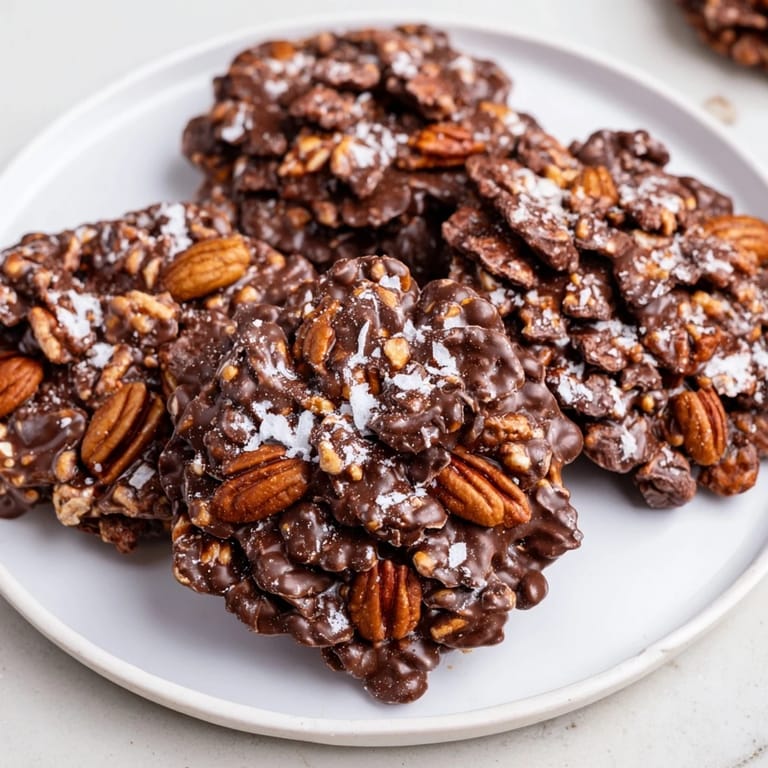 Indulge in these homemade Rustic Dessert: Pinecone Chocolate Nut Clusters, rich chocolate and nut clusters.
