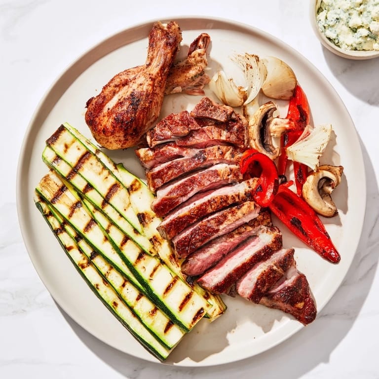 This Backyard BBQ Companion photo shows smoky grilled ribs and vibrant veggies, ready to share.