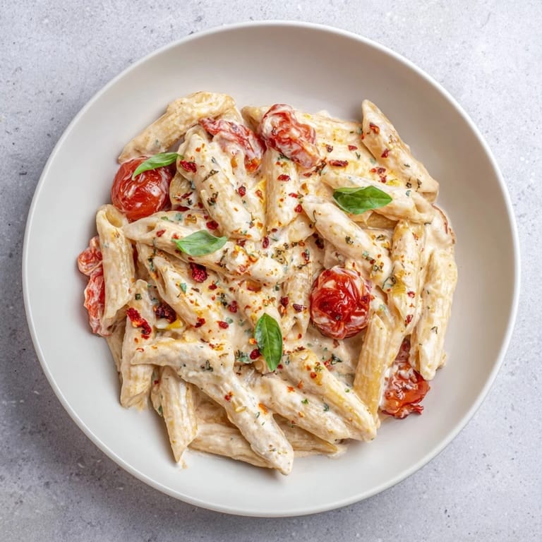 This vibrant Baked Feta Pasta with cranberries features a sweet-tart flavor profile, perfect for dinner.