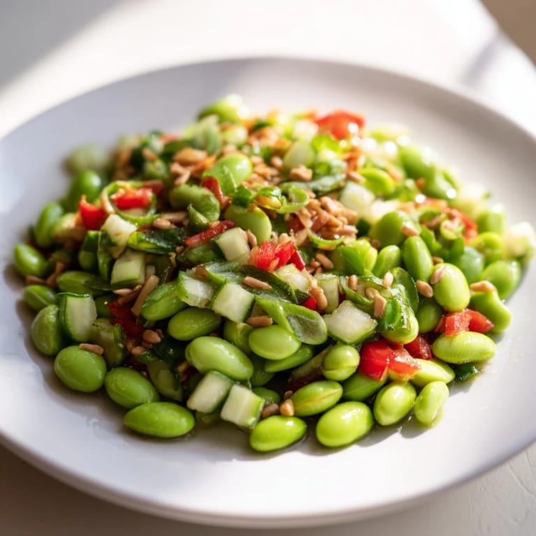 Bright and flavorful edamame salad, perfect as a light lunch or a side dish.