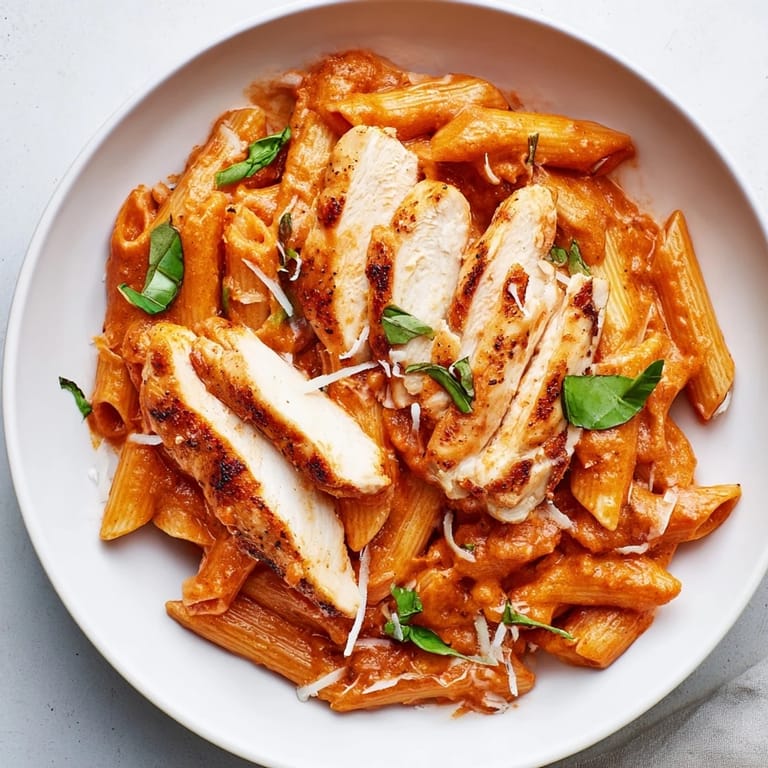 Imagine the aroma: creamy, savory Creamy Tomato Basil Chicken Pasta, with tender chicken and basil.