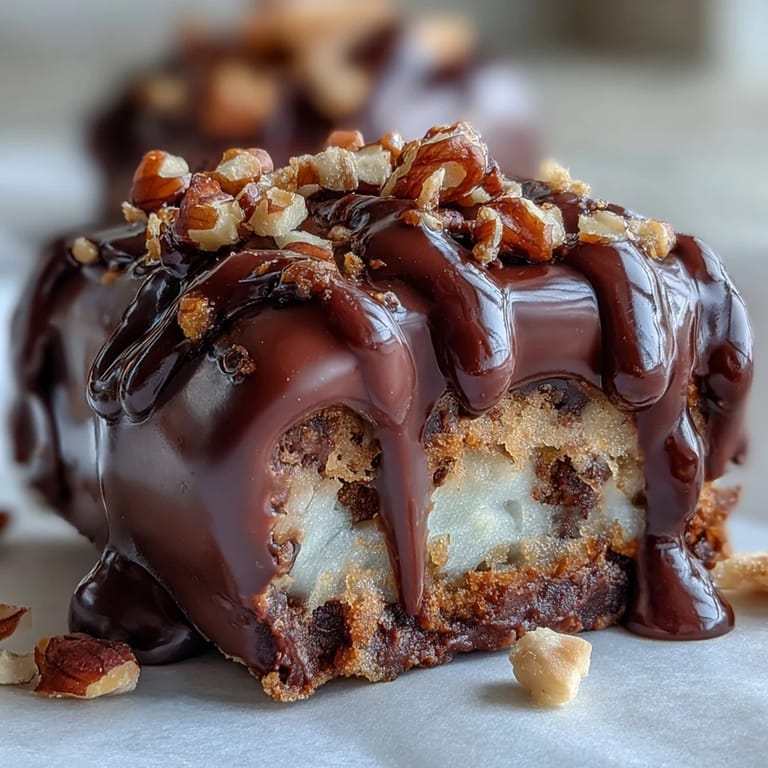 Chocolate-coated apple slices with crunchy graham cracker crumbs and drizzled marshmallow fluff, inspired by the classic campfire s'mores dessert.